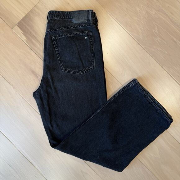 Rag & Bone Logan Wide Leg Jeans Women's 32 Black Mid Rise Minimalist Glam NYC - Picture 2 of 10